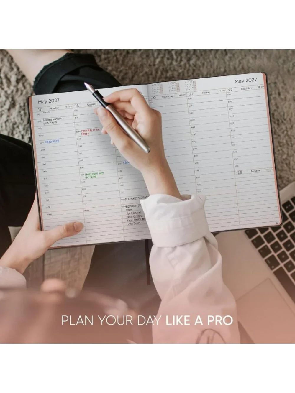 Rose Gold Academic Planner 2026-2027 - Weekly & Monthly Softcover Calendar